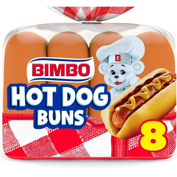 Bimbo White Hot Dog Buns, 8 count, Hot Dog Buns, 14 oz Bag