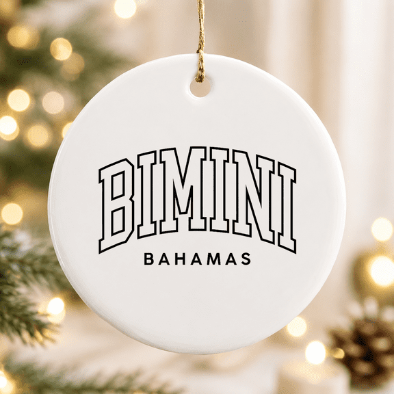 Bimini Bahamas Preppy Retro Throwback Souvenir Christmas Ornament, Holiday Keepsake Gift, Ceramic Ornament