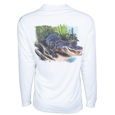 Bimini Bay Outfitters Hook M' Men's Long Sleeve Shirt - Alligator White