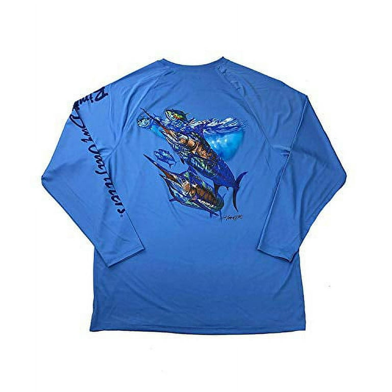 Bimini Bay Outfitters Men's Hook'M Graphic Long Sleeve Shirt, Marina,  Marlin, Large 