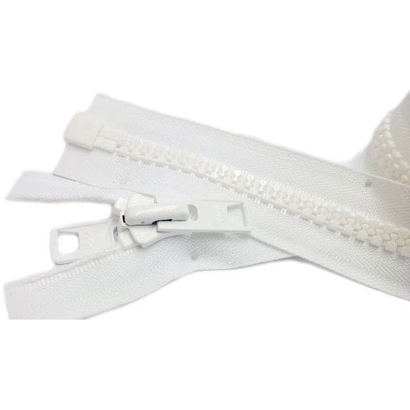 Bimini Top #10 White Marine Double Pull Zipper 98" ~ YKK Zipper Reversible Molded with 2 Heads Separating