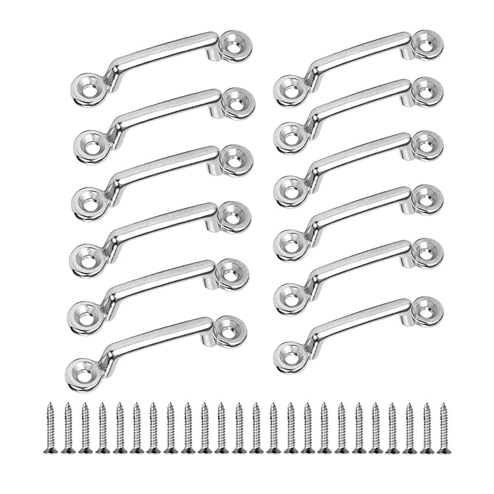 Bimini Top Strap Pad Eye Footman Loop, 316 Stainless Steel Footman's Loop for 1in or 1 1/2in Tie Down Strap, Kayak Deck Loops, Tie Down Anchor Point（12PCS）