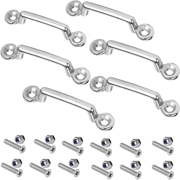 6PCS 316 Stainless Steel Forged Pad Eyes, 1‑1/2 Inch Footman Loops with Screws, Heavy Duty Rustproof Marine Hardware for Boat,Kayak, Outdoor Mounting