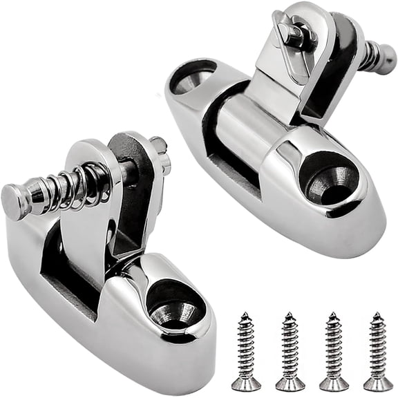 Bimini Top Swivel Deck Hinge with Removable Quick‑Release Pin, 316 Marine‑Grade Stainless Steel 180‑Degree Adjustable Side Mount Hinge with Screws & Rubber Pads for Boats Yachts Dinghies