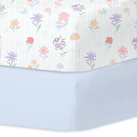 Bimocosy Crib Sheets Fitted 2 Pack for Baby Boys & Girls, Soft Microfiber Toddler Bed Sheets for Standard Crib & Toddler Mattresses 52'’ x 28'' (Garden)