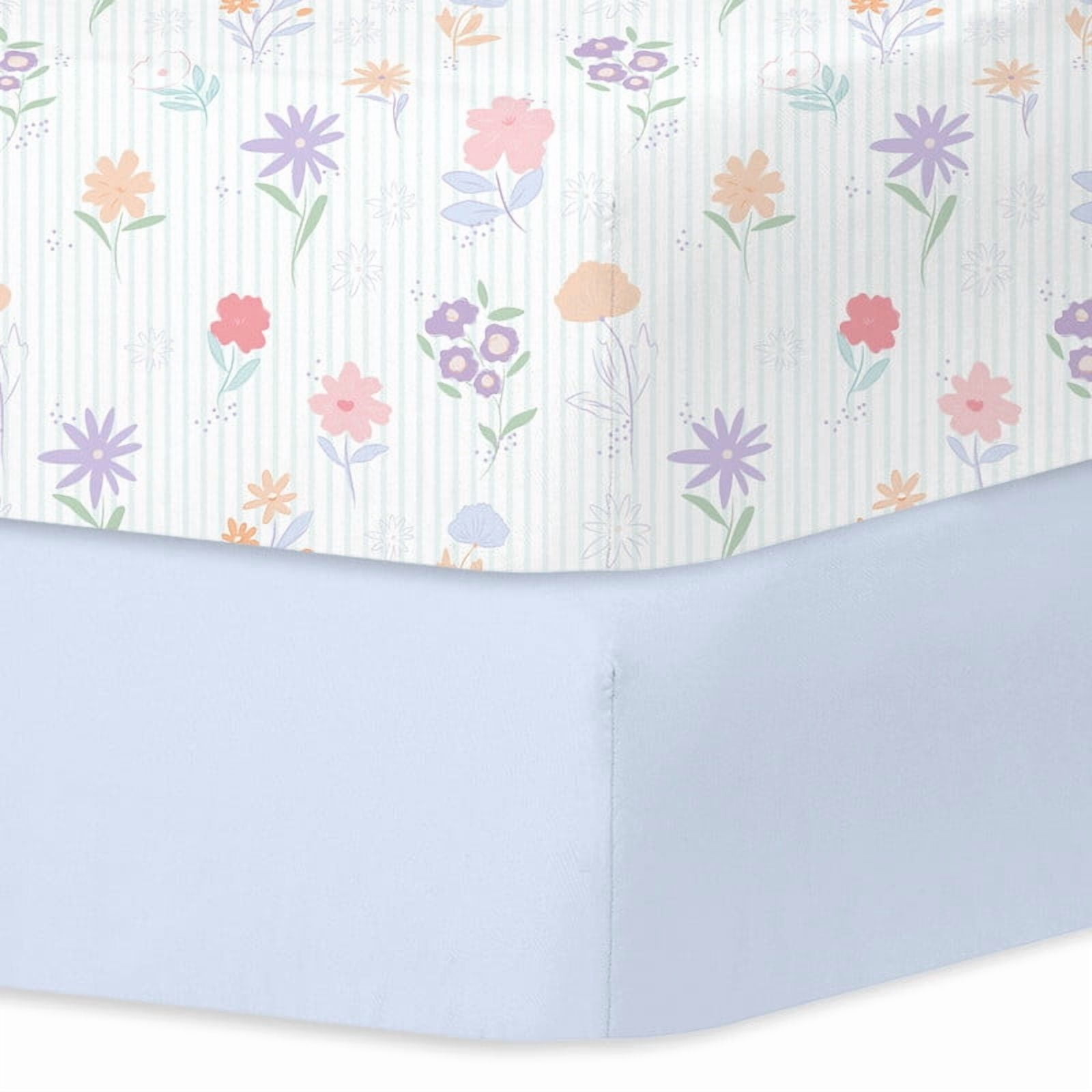 Bimocosy Crib Sheets Fitted 2 Pack for Baby Boys & Girls, Soft Microfiber Toddler Bed Sheets for Standard Crib & Toddler Mattresses 52'’ x 28'' (Garden)