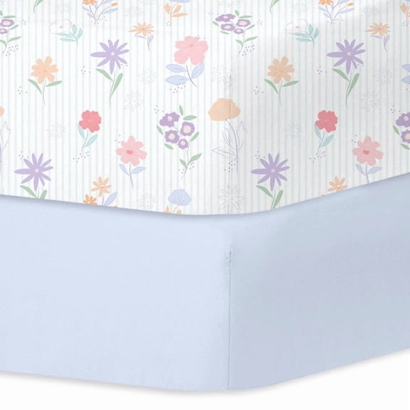 Bimocosy Crib Sheets Fitted 2 Pack for Baby Boys & Girls 52' x 28'' (Garden)