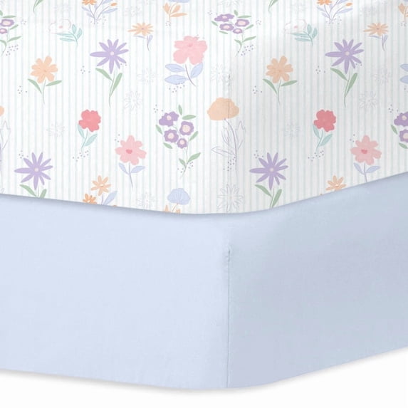 Bimocosy Crib Sheets Fitted 2 Pack for Baby Boys & Girls 52'’ x 28'' (Garden)