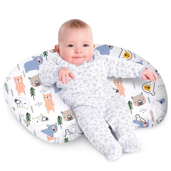 Bimocosy Nursing Pillow for Baby Boys Girls, Breastfeeding Pillows, Baby Support Pillow for Nursing, Bottle Feeding, Tummy Time with Machine Washable Cover & Breathable Filling (Bear)
