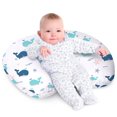 thumbnail image 1 of Bimocosy Nursing Pillow for Baby Boys Girls, Breastfeeding Pillows, Baby Support Pillow for Nursing, Bottle Feeding, Tummy Time with Machine Washable Cover & Breathable Filling (Whale), 1 of 6