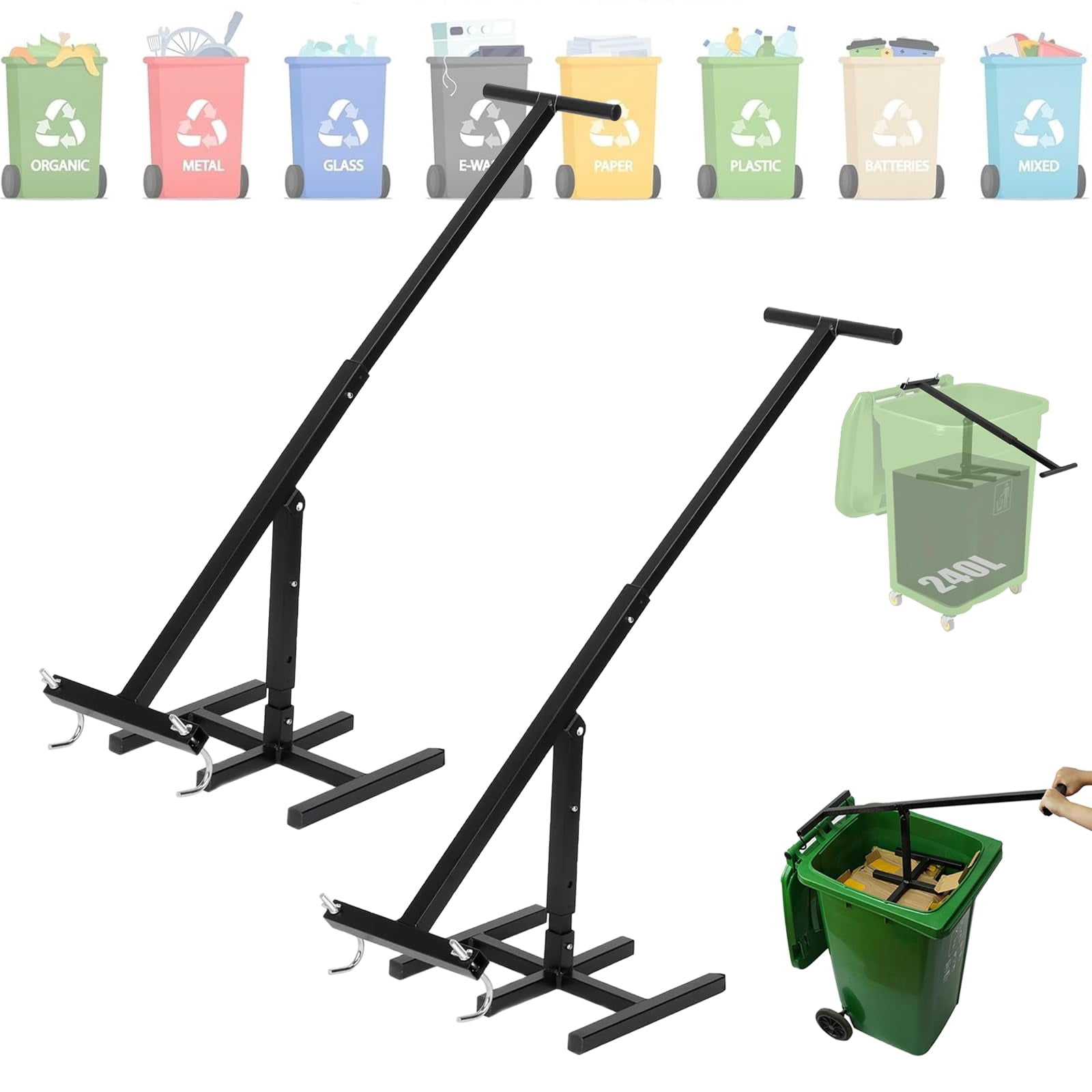 Hand Compactor 2 Ton Bin Compactor, Wastemate Trash Compactor, Touchless Manual Trash Can ...