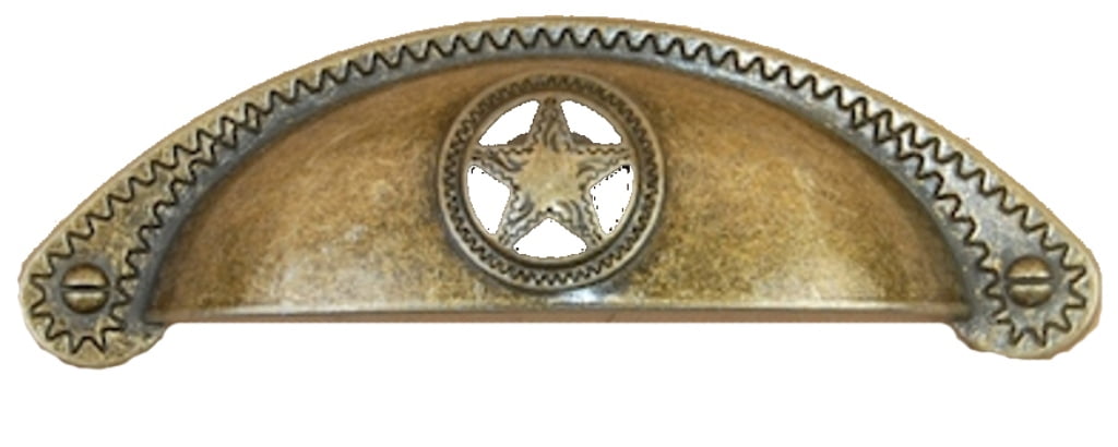 Bin Cup Star with Rope Drawer Cabinet Handle in Antique Brass
