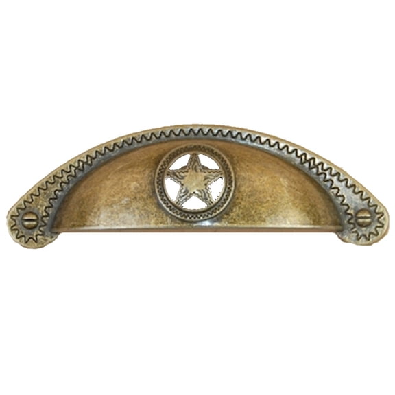 Bin Cup Star with Rope Drawer Cabinet Handle in Antique Brass