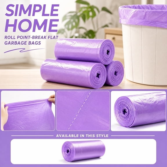 Bin Liners 25 Count Purple Tear Resistant Rubbish Bags Leak Proof Heavy Duty Waste Liners for Home Kitchen Bathroom Office Pet Waste Party Event Daily Use