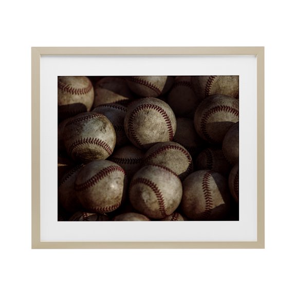 Stupell Industries Bin Of Baseballs Birch Framed Print Under Glass, design by Marcus Prime, 13 x 16