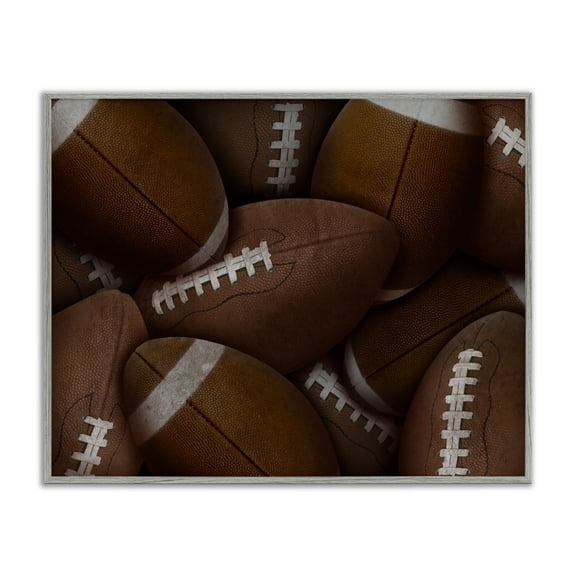 Stupell Industries Bin Of Footballs Gray Framed Giclee Art, design by Marcus Prime, 16 x 20