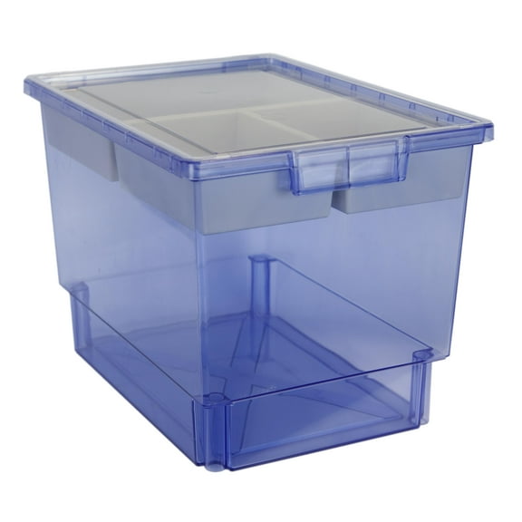 Bin/ Tote/ Tray Divider Kit - Triple Depth 12" Bin in Tinted Blue - 1 pack