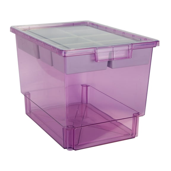 Bin/ Tote/ Tray Divider Kit - Triple Depth 12" Bin in Tinted Purple - 3 pack