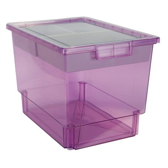 Bin/ Tote/ Tray Divider Kit - Triple Depth 12" Bin in Tinted Purple - 3 pack