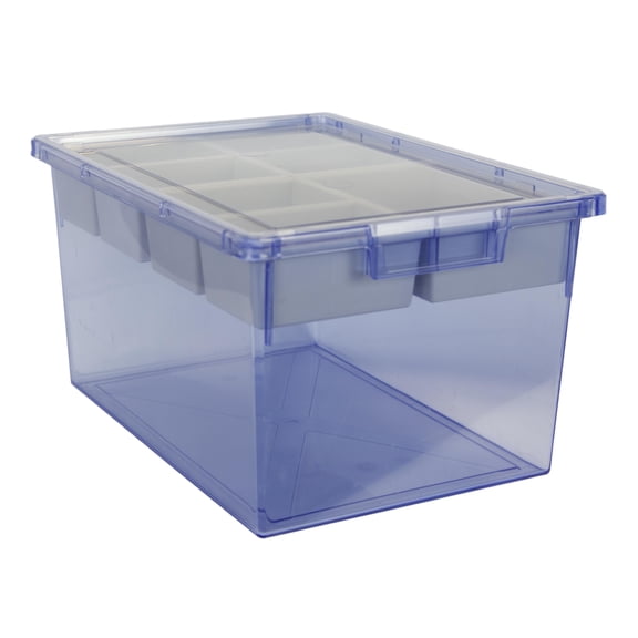 Bin/ Tote/ Tray Divider Kit - Triple Depth 9" Bin in Tinted Blue - 3 pack