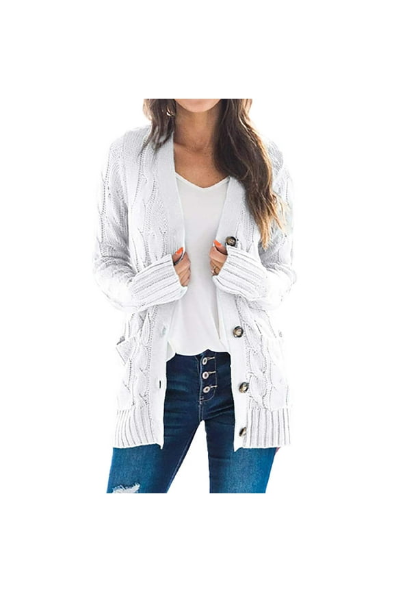 Blazers for Women Suit Jackets Clearance Womens Long Sleeve Chunky Cable Knit Fall Cardigans Sweaters Button Down Open Front Outerwear with Pockets