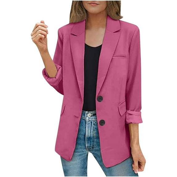 BinBiL Cardigans for Women Clearance Women Open Front Blazers Long Sleeve Casual office Slim Buttonless Suit Jacket with Pockets
