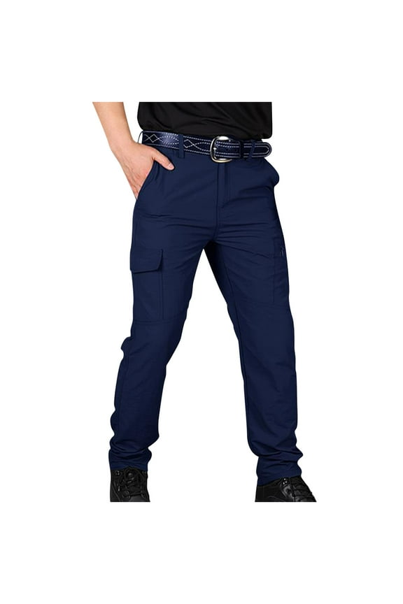 Cargo Pants Mens Slim Fit Multi Pockets Hiking Pants Ripstop Stretch Stylish Baggy Pants Y2K Tactical Trousers Navy 14(XXXL)