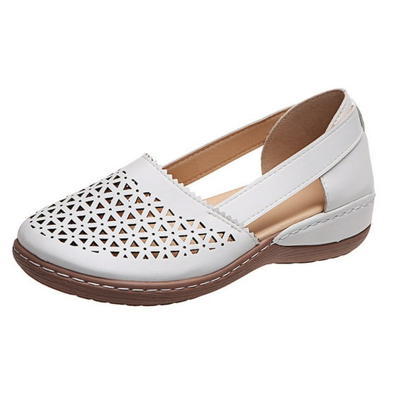 BinBiL Comfortable Platform Sandals for Women Solid Round Head Closed Toe Hollow Out Breathable Slip-on Casual Shoes Summer Lightweight Wedge Sandalias