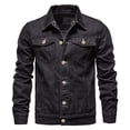 thumbnail image 1 of BinBiL Denim Jacket Men - Casual Vintage Regular Fit Button Down Trucker Style – Mens Jean Jackets Stylish Everyday Outerwear Black 10(XL), 1 of 3