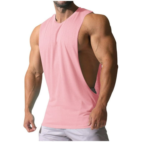 BinBiL Gym Workout Tank Tops Y-Back Muscle Tee Stringer Bodybuilding Sleeveless T-Shirts Pink XXL(XXL)