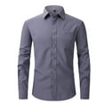 thumbnail image 1 of BinBiL Long Sleeve Shirts for Men Business Casual formal Tops Fashion Long Sleeve Turn-Down Collar Button Shirt Work Blouse Dark Gray 8(L), 1 of 3