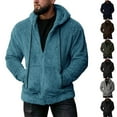 thumbnail image 1 of BinBiL Men Double Sided Fleece Zipper Cardigan Coat Solid Color Fuzzy Warm Hooded Jacket Drawstring with Pockets Outwear Gray 10(XL), 1 of 4
