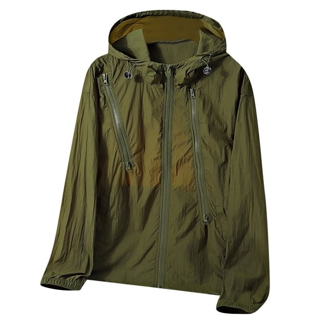 BinBiL Men Loose Fit Hiking Jacket Lightweight Men's Outdoor Loose Long Sleeve Outdoor Sport Jackets Army Green XXXL(XXXL)
