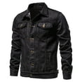 thumbnail image 1 of BinBiL Men'S Lightweight Hooded Jackets Clearance Men'S Solid Color Button Pocket Slim Casual Work Denim Jacket, 1 of 2