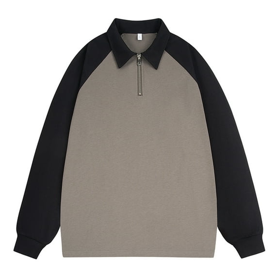 BinBiL Men’S Polo Shirts Long Sleeve Casual Collared Golf T Shirt Fake Two-Piece Color Matching Suit Collar Cut Athletic Tops Long Winter Coats for Men