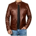 thumbnail image 1 of BinBiL Men Slim Fit Motorcyle Leather Jacket Zip-Up Windbreaker Leather Jackets Lightweight PU Vintage Biker Coat Bronze XXXXXL(XXXXXL), 1 of 4