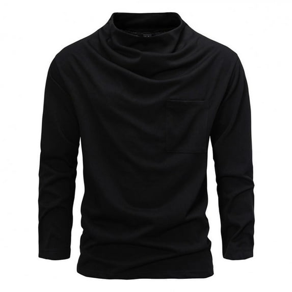 BinBiL Men coats for winter Warm Men's Pile Collar able Long Sleeved T-shirt Solid Color Casual Breathable Base T-shirt Long Sleeved