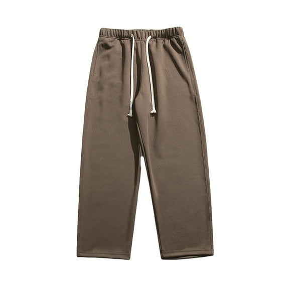 BinBiL Men's Baggy Sweatpants Fleece Straight Leg Casual Pants Elastic Waist Athletic Workout Jogger Sweat Pants Fall Winter Brown 4(M)