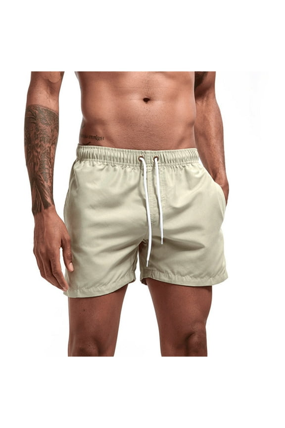 Men's Boxer Brief Underwear Clearance Unisex Casual Drawstring Pocket Solid Candy Five Point Beach Shorts