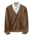 thumbnail image 1 of BinBiL Men's Cardigan Sweater Long Sleeve Casual V Neck Button Down Knitted Sweater with Pockets Khaki 8(XXL), 1 of 7