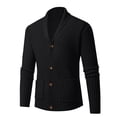 thumbnail image 1 of BinBiL Men's Cardigan Sweater Wool Blend Cable Knit V Neck Buttons Cardigan with Pockets Black 8(L), 1 of 4