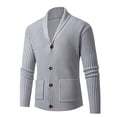 thumbnail image 1 of BinBiL Men's Cardigan Sweater Wool Blend Cable Knit V Neck Buttons Cardigan with Pockets Gray 6(M), 1 of 8