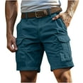 thumbnail image 1 of BinBiL Men's Cargo Shorts Relaxed Fit Drawstring Elastic Waist Summer Shorts Casual with Multi Pockets Solid Work Half Pants Dark Blue 10(XL), 1 of 6