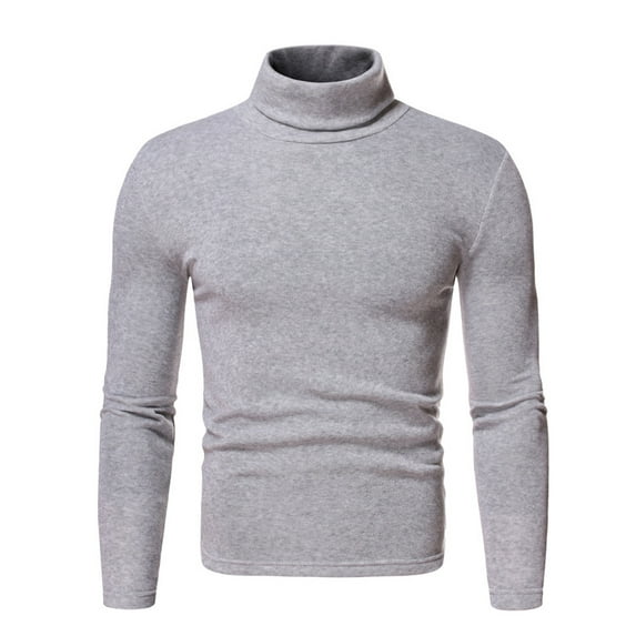 BinBiL Men's Casual Mock Neck Tops Slim Fit Basic Tops Knitted Lightweight Turtleneck Pullover Sweater Gray 8(S)