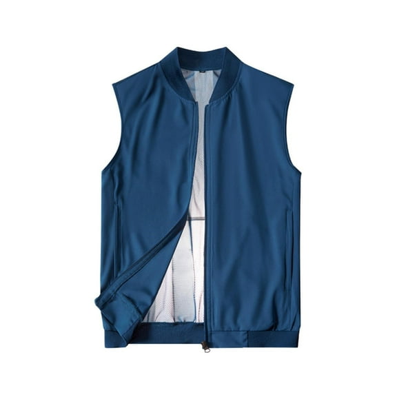 BinBiL Men's Casual Vest Lightweight Outdoor Work Photo Cargo Sleeveless Jacket for Hiking Travel Blue XXXL(XXXL)