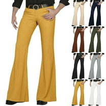 BinBiL Men's Corduroy Vintage Bell Bottom Pants ,Disco Stretchy Flared Pants Fit 60s 70s Outfits for Men,Mens Bell Bottom Jeans.