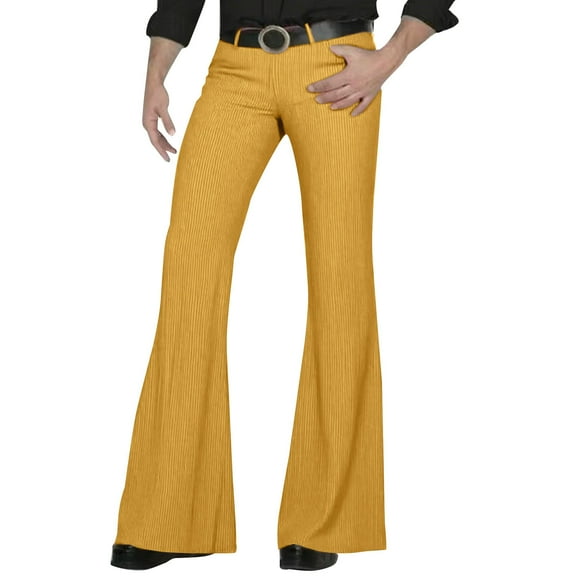 BinBiL Men's Corduroy Vintage Bell Bottom Pants ,Disco Stretchy Flared Pants Fit 60s 70s Outfits for Men,Mens Bell Bottom Jeans.