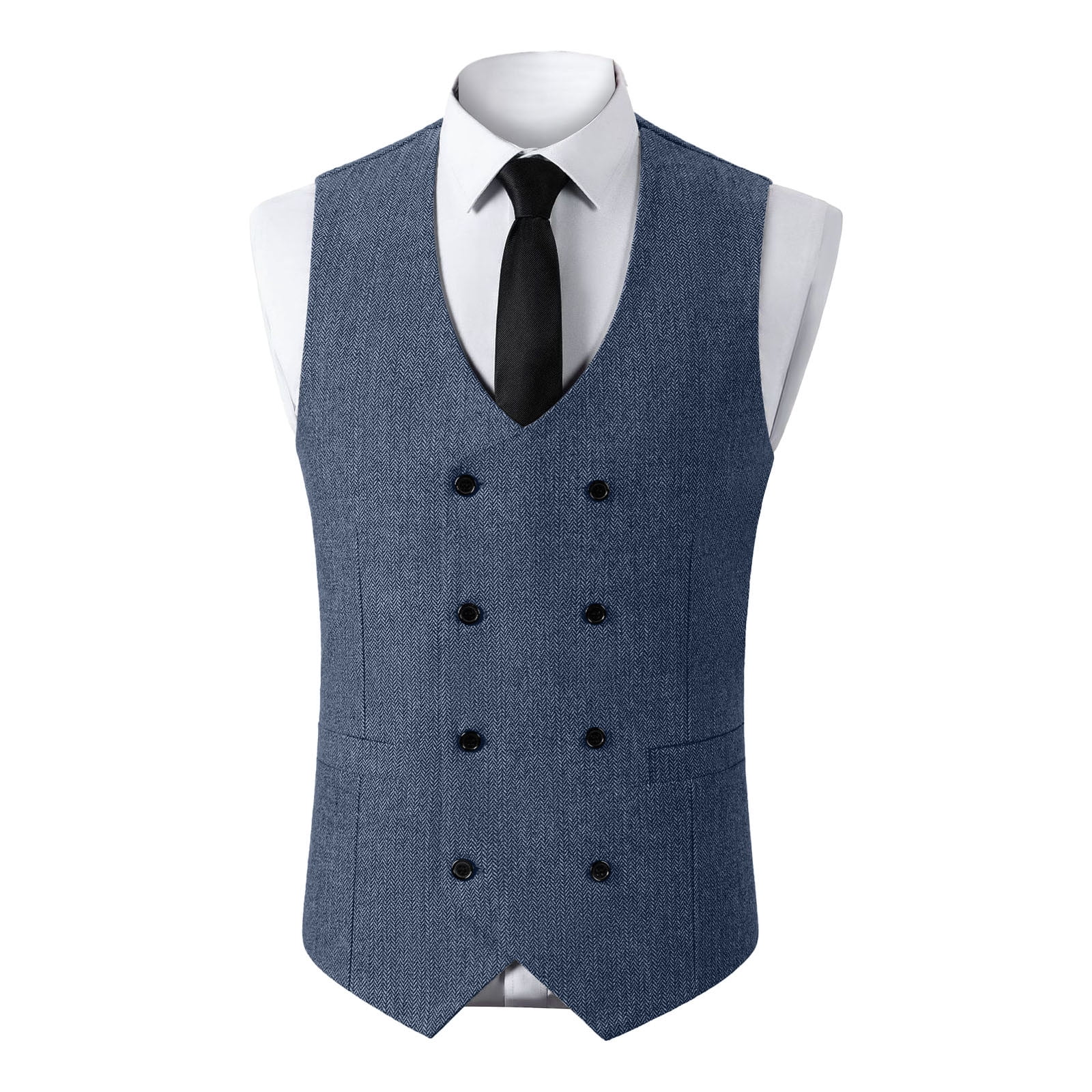Perfect Red Slim Fit Double Breasted Solid Color Men's Suit Vest