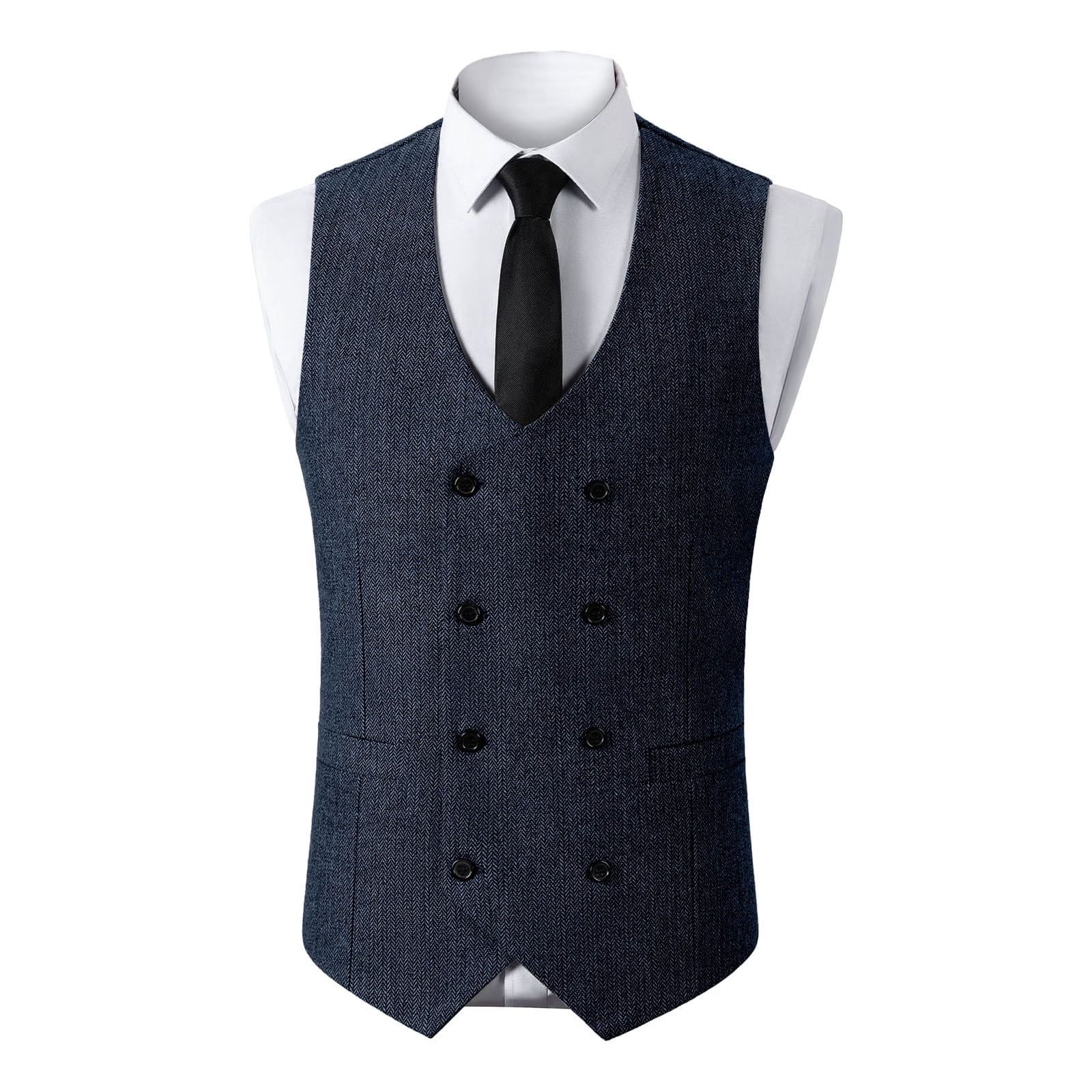 Perfect Silver Slim Fit Double Breasted Solid Color Men's Suit Vest main image 1
