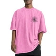 thumbnail image 1 of BinBiL Men's Fashion Printed Sport T-Shirt Vintage Distressed Round Neck Shirt Short Sleeve Casual Tops Athletic Workout Wear Pink L(L), 1 of 5